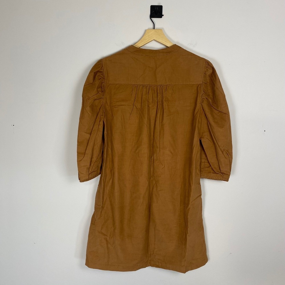 GAP Corduroy Button Up Dress Long Sleeve Pockets Brown Size Medium Puff Sleeve - Picture 7 of 7